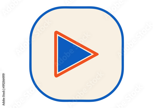 A stylized play button icon with blue and orange triangle on beige background viewed from directly above Free Download A stylized play button icon with blue and orange triangle on beige background viewed from directly above - GFXLoad