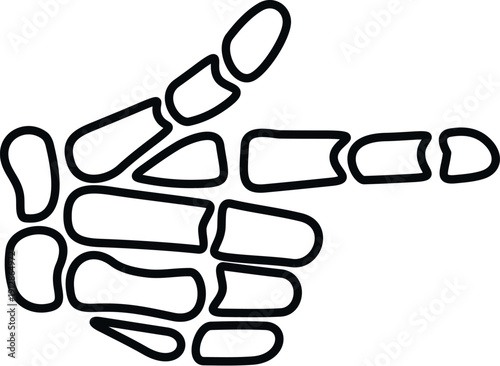 Skeleton hand bones forming a gun gesture for direction or threat outline
