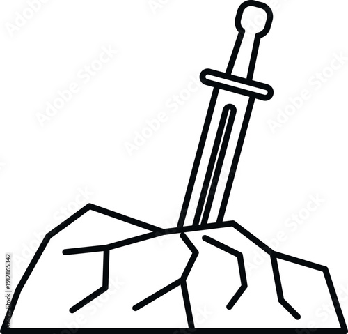 Sword piercing a stone representing the legend of excalibur