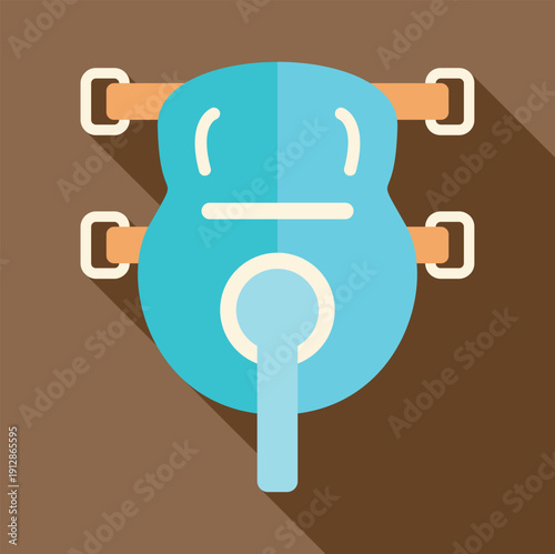 Top view of a flat design motor scooter graphic with a long shadow