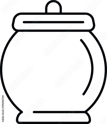 Outline drawing of a round kitchen container for storing honey or sugar