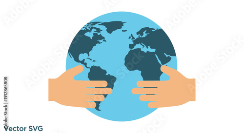 Hands Hugging Planet Earth Globe Vector Illustration