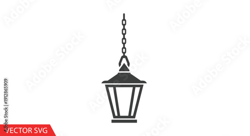 Hanging Lantern Icon Vector Silhouette