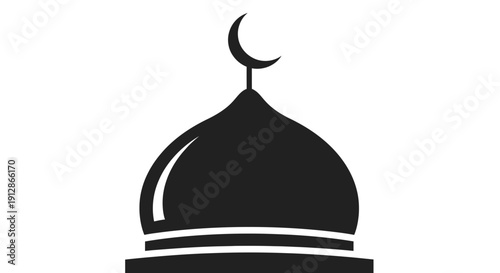 Islamic Mosque Dome Crescent Moon Icon Silhouette