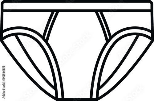 Men's briefs vector line drawing representing clothing and fashion