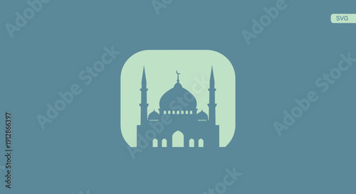 Mosque Silhouette Icon - Islamic Architecture, Religion, Culture Symbol