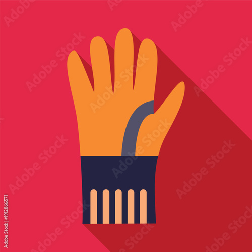 Orange work glove providing safety for hands in industrial tasks