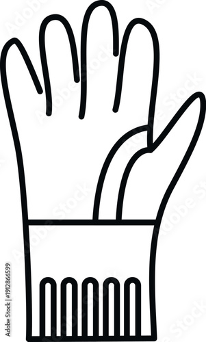 Outline drawing of a single rubber glove for hygiene and safety