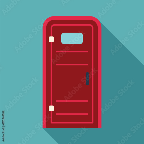 Red portable toilet icon showing hygiene and sanitation solution