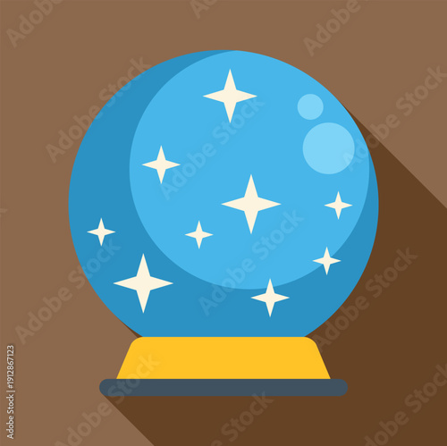 Crystal ball predicting a future or fortune with glowing stars