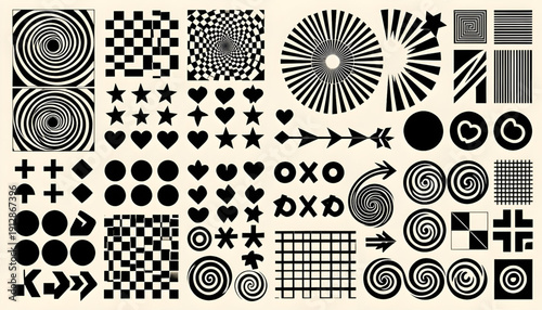 set of vector patterns,Black and White Optical Illusion Mega Collection – Geometric Pattern Set