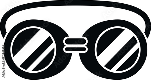 Black safety goggles symbol on white background representing protection