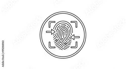 Fingerprint Scan Biometric Identification Security System with Target Interface Outline Vector