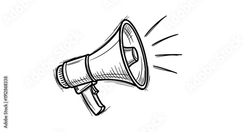 Hand Drawn Megaphone Illustration for Announcements and Communication Concepts