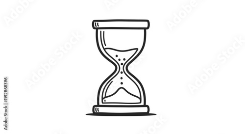 Hand drawn hourglass illustration against white background illustrating time management deadline