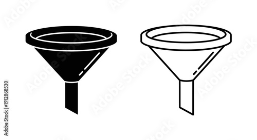 Two funnel designs: black and white minimalist vector illustration Vector