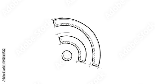 Hand-drawn sketch of a Wi-Fi or RSS feed symbol on a clean white background providing connectivity
