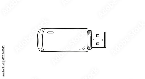 Illustration of a USB drive showcasing a clean and simple technology design minimal style