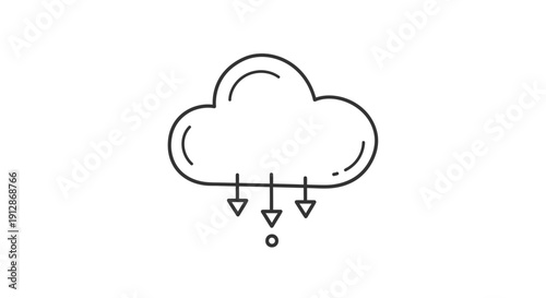 Stylized cloud icon with downward arrows representing data download and storage