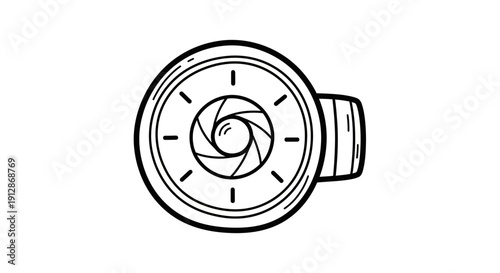 Simple line drawing of a steampunk inspired clock or pressure gauge style design element