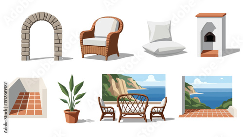 Mediterranean outdoor furniture and decor: coastal style with seaside views