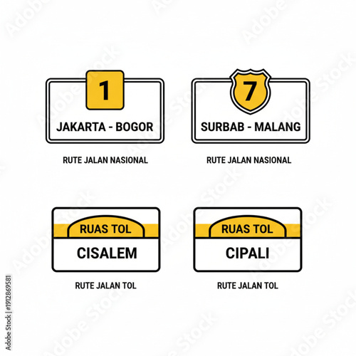 Route number and highway identity sign vector toll road information