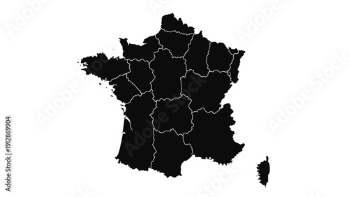 Abstract geometric map of france with polygonal style and region borders