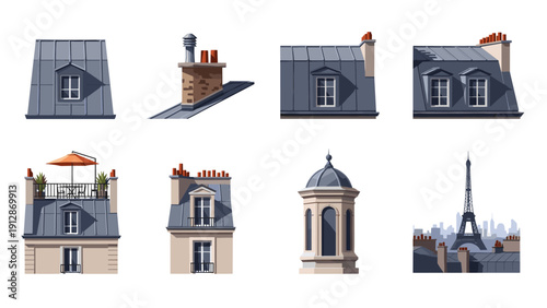 Parisian rooftops collection: iconic architectural views with eiffel tower backdrop