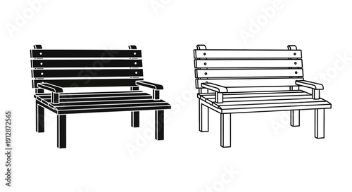 Modern park bench designs for public spaces and outdoor areas Vector