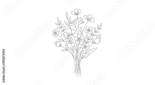 Elegant floral bouquet drawing for cards and decorations with a minimalist design style