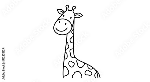 Adorable hand-drawn giraffe illustration with a charming smile perfect for children's designs