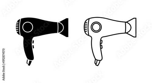 Two hair dryers, black and white, isolated on white background, vector illustration Vector