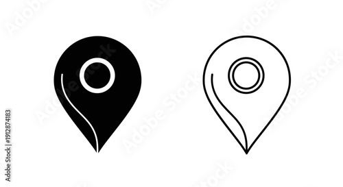 Location pin icons set minimalist design black and white Vector