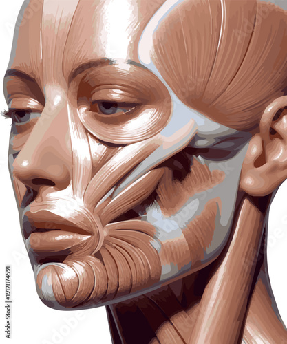 Create a realistic Skin rejuvenation and lifting after laser treatment 3D illustration vector art with white background.