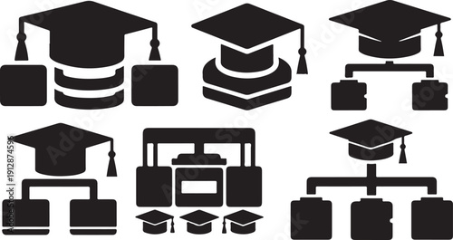 Graduation icons and symbols for education and learning materials