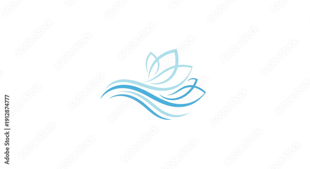 Obraz premium Abstract blue wave and leaf logo design.