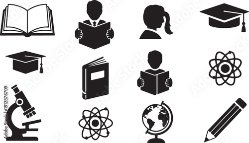 Education icons and symbols for learning and school concepts