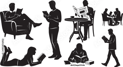 People reading and working in various comfortable positions daily