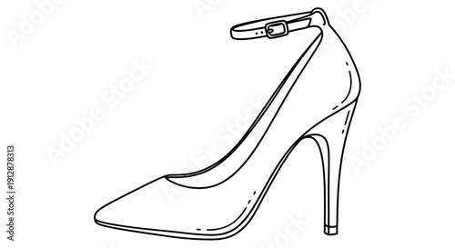 Elegant Ankle Strap High Heel Shoe Illustration for Fashion and Style Content