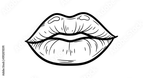 Elegant line art illustration showcasing expressive lips in a modern minimalist style