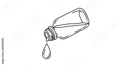 Minimalist illustration of a bottle pouring liquid, symbolizing health and wellness concept