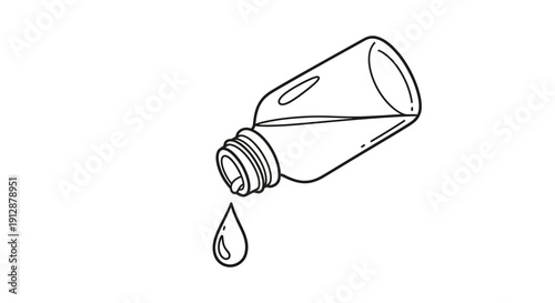 Simple Line Art Illustration of a Bottle Pouring Liquid, Creating a Minimalist Aesthetic