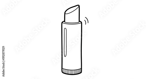 Black and white line drawing of a lip balm stick for skincare or cosmetic use