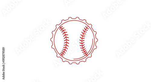 Baseball icon with red stitching and a circular border.