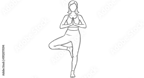Illustration of woman in tree pose highlighting balance and mental wellness practice