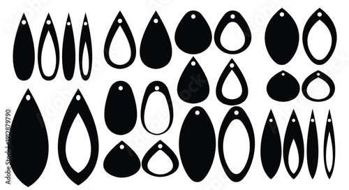  earrings icon vector set teardrop earrings illustration