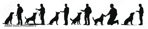 set of dog trainer silhouettes black vector 