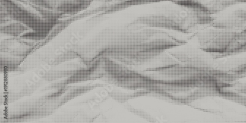 Aged halftone wrinkled foil texture. Dotted crumpled metallic overlay. Pixel creasy surface in comic pop art style. Grainy cartoon gritty paper wallpaper. Old rough creased bitmap background. Vector