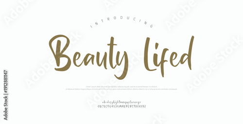 Beauty Lifed, Classy elegant font, vintage type or luxury premium typeface, vector English royal alphabet. Classic typography in modern or old art deco style, serif letters for modern or retro poster 