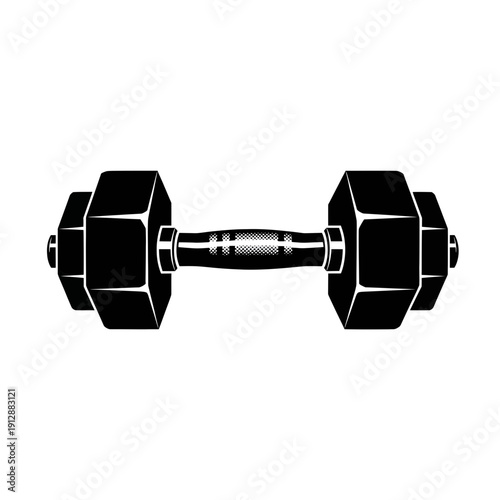 Black and white dumbbell illustration isolated on white background